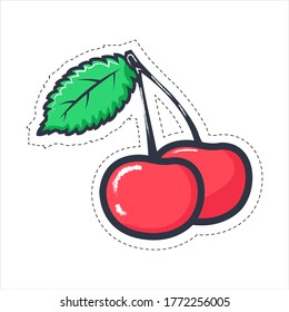 cherry fruit sticker ector illustration