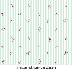 Cherry Fruit Stripe Pastel Pattern