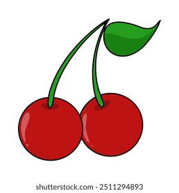 Cherry fruit vector art. Isolated on white background