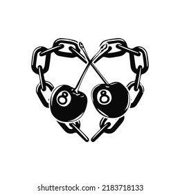 cherry fruit vector with chain