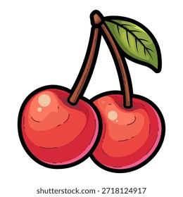 Kirschfrucht Vektorgrafik in einem einfachen und modernen Vektorkunststil erstellt, mit frischen und lebendigen roten Kirschen.