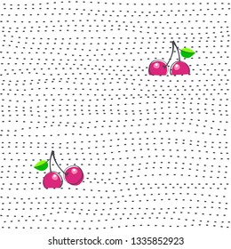 Cherry fruit. Vector illustration of seamless pattern.