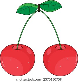 Cherry fruit vector illustration. Seasonal fruit cherry icon.