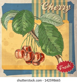 cherry fruit vintage food art poster cover template wallpaper old scrapbook retro card design with cherry cherry fruit vintage food art poster cover template wallpaper old scrapbook classic texture ha