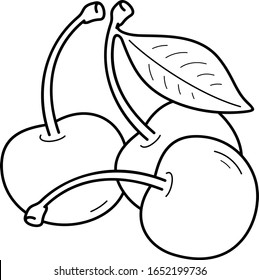 Cherry fruit. Washington DC symbol. District of Columbia. Vector outline icon.