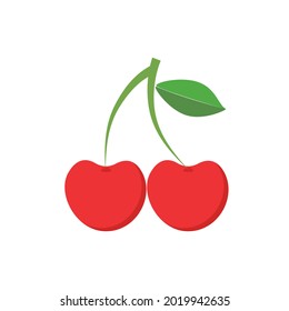 Cherry fruit,Fresh Cherry fruits isolated,Cartoon style. On a white background Vector illustration