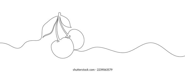 Cherry fruits continuous line drawn isolated on white background. Vector illustration