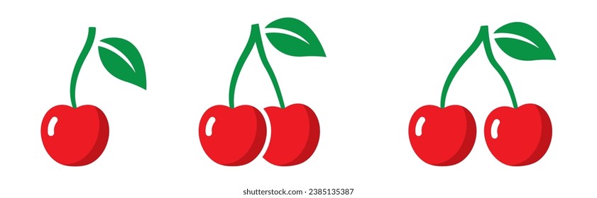 Cherry fruits set icon, vector illustration