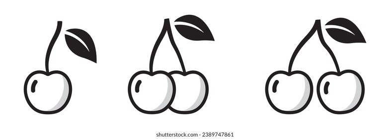 Cherry fruits set icon, vector illustration