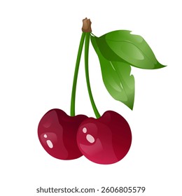 Cherry in game design. For sticker and t shirt design, posters, logos, labels, banners, stickers, product packaging design, etc