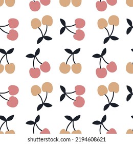 cherry garden pattern food organic sweet fruit juicy fashion style young nature graphic textile doodle print tee illustration art vector tee slogan