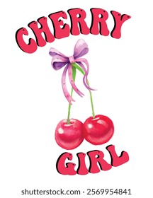 Cherry Girl slogan vector illustration for t-shirt and other uses