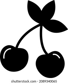 Cherry Glyph Icon Fruit Vector
