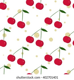 cherry and gold glitter polka dot