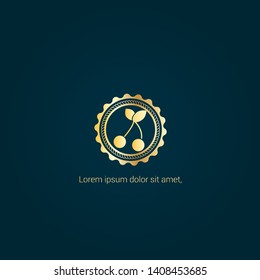 cherry gold logo. Logo Template Design.luxury design