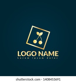 cherry gold logo. Logo Template Design.luxury design