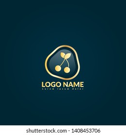 cherry gold logo. Logo Template Design.luxury design