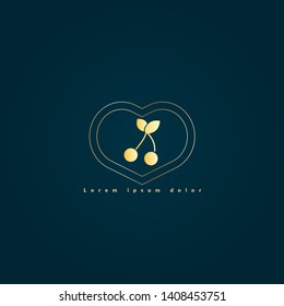 cherry gold logo. Logo Template Design.luxury design
