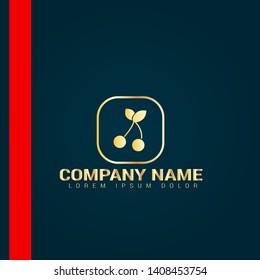 cherry gold logo. Logo Template Design.luxury design