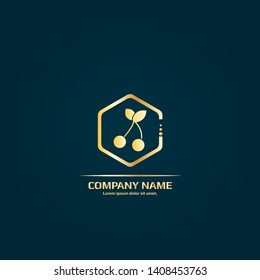 cherry gold logo. Logo Template Design.luxury design