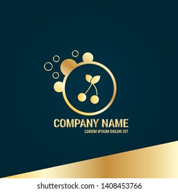 cherry gold logo. Logo Template Design.luxury design