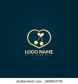 cherry gold logo. Logo Template Design.luxury design