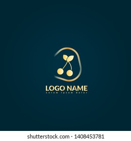 cherry gold logo. Logo Template Design.luxury design