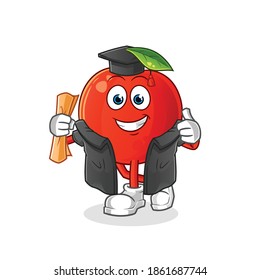 Cherry graduation vector. cartoon character
