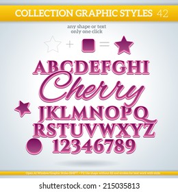 Cherry Graphic Styles for Design. Graphic styles can be use for decor, text, title, cards, events, posters, icons, logo and other.