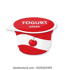 Cherry greek yogurt cartoon illustration