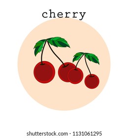 Cherry hand draw illustration.Flat design. Organic food. Cherry vector