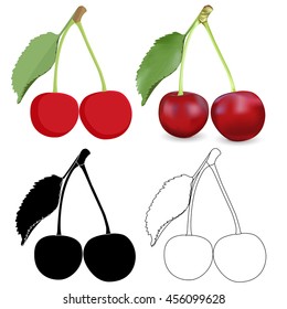 Cherry. From hand drawing to 3d illustration. Vector isolated on white background