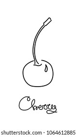  Cherry ,Hand drawn graphic element,line sketch