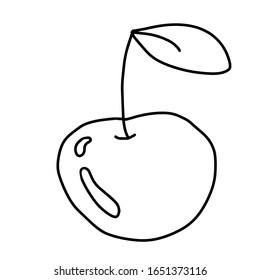 Cherry hand drawn outline doodle icon. Vector sketch illustration of a healthy berry - fresh raw cherry on a branch for print, web, mobile phone and infographics isolated on a white background.