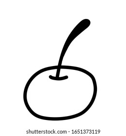 Icono del doodle dibujado a mano de cerezo. Dibujo vectorial de una baya saludable - cereza fresca cruda en una rama para impresión, web, teléfono móvil e infografías aisladas en un fondo blanco.