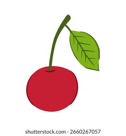 Cereza en estilo dibujado a mano. Ilustración vectorial aislada sobre fondo blanco