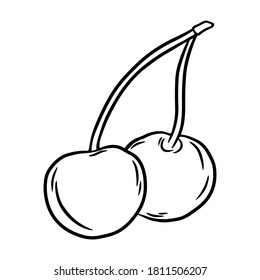 Cherry. Hand drawn vector illustration in doodle style, isolated on a white background.