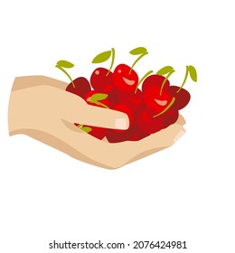 Cherry handful illustration for web banners, posters, cards, wallpapers, backdrops, panels. Vector jam label element.
