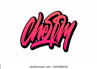 Cherry. Handwritten vector lettering design. Vector calligraphy illustration isolated. Typography for banners, badges, postcard, t-shirt, prints, posters.