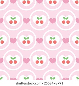 cherry and heart seamless pattern design for background, wallpaper, textile design, fabric, card , wrapping paper, notebook, diary cover, blanket, blanket for kids, decorative and etc.