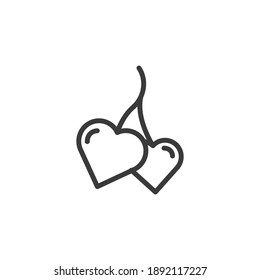 Cerezo en forma de corazón. Diseño de iconos. Ilustración vectorial aislada en fondo blanco.