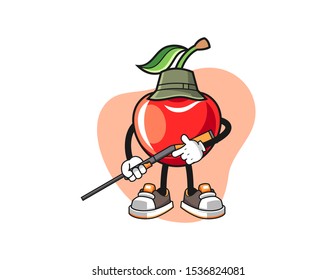Cherry hunter cartoon. Mascot Character vector.