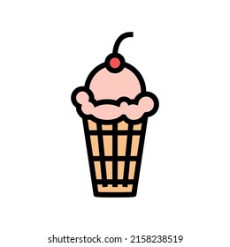 cherry ice cream color icon vector. cherry ice cream sign. isolated symbol illustration