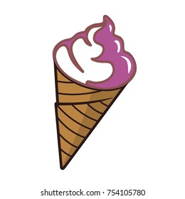 cherry ice cream in a cone isolated