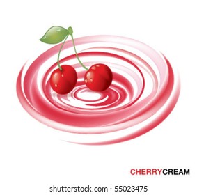 CHERRY ICE CREAM DESIGN CONCEPT. Editable vector illustration file.