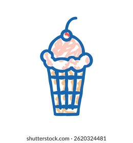 cherry ice cream doodle icon sketch vector. cherry ice cream sign. isolated symbol illustration