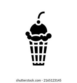 cherry ice cream glyph icon vector. cherry ice cream sign. isolated contour symbol black illustration