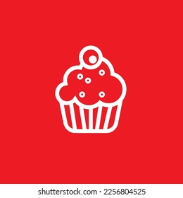 Cherry ice cream line icon, graphic resource template, vector illustration.