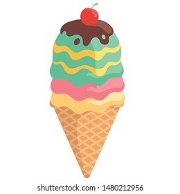 Cherry Ice Cream vector illustration