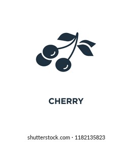 Cherry icon. Black filled vector illustration. Cherry symbol on white background. Can be used in web and mobile.